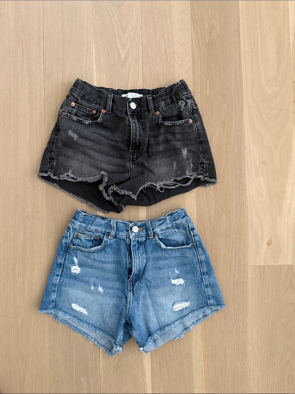 Zara Girls 2-Pack Distressed Denim Shorts | Size 11-12